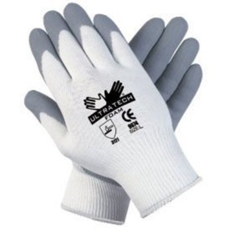 MCR SAFETY Foam Nitrile Coated Gloves, Gray/White, Large, 12PK 9674L